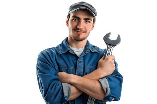 Service professional holding a wrench